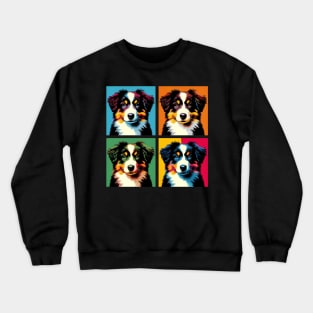 Pop Retro Australian Shepherd - Cute Puppy Crewneck Sweatshirt